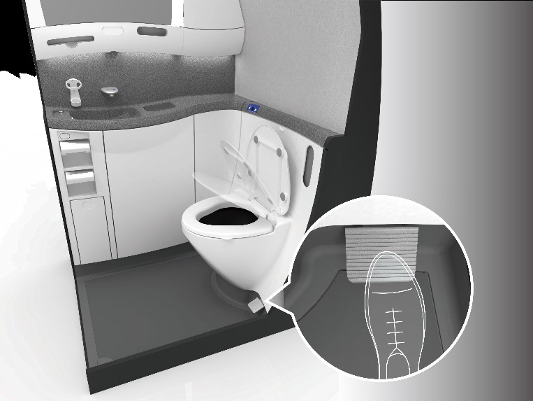 Japanese aircraft supplier company Jamco’s “Project Blue Sky” initiative features aircraft cabin dividers, hands-free toilet seats and waste disposal solutions / Article by Neste 