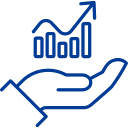 blue hand and development icon